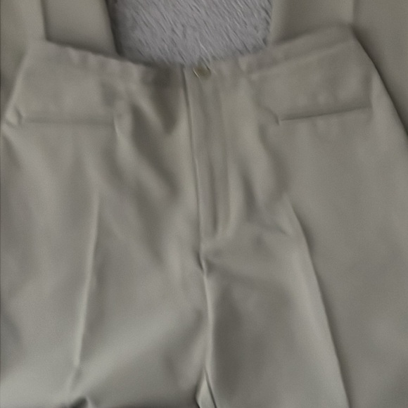 French Connection light tan high waisted polyester pants Sz 6 petite - Picture 6 of 9